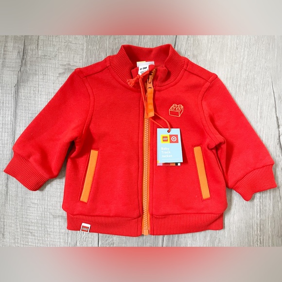 NWT! Lego Collection x Target Red‎ Orange Track Jacket Baby Sz 0-3 months - Picture 1 of 6